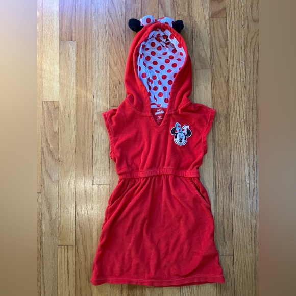 EUC Disney Minnie Mouse Terry cloth swim cover-up/dress - Kids' 5T - Pockets - Picture 2 of 11